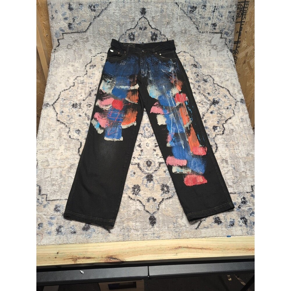 Vintage DTEK Hand-Painted Denim Jeans 36x34 — Made in Korea